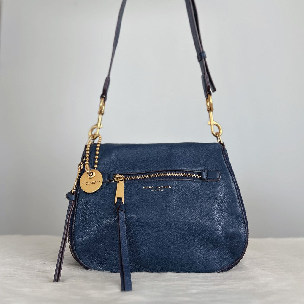 Marc Jacobs Navy Leather Charm Detail Crossbody Shoulder Bag Excellent