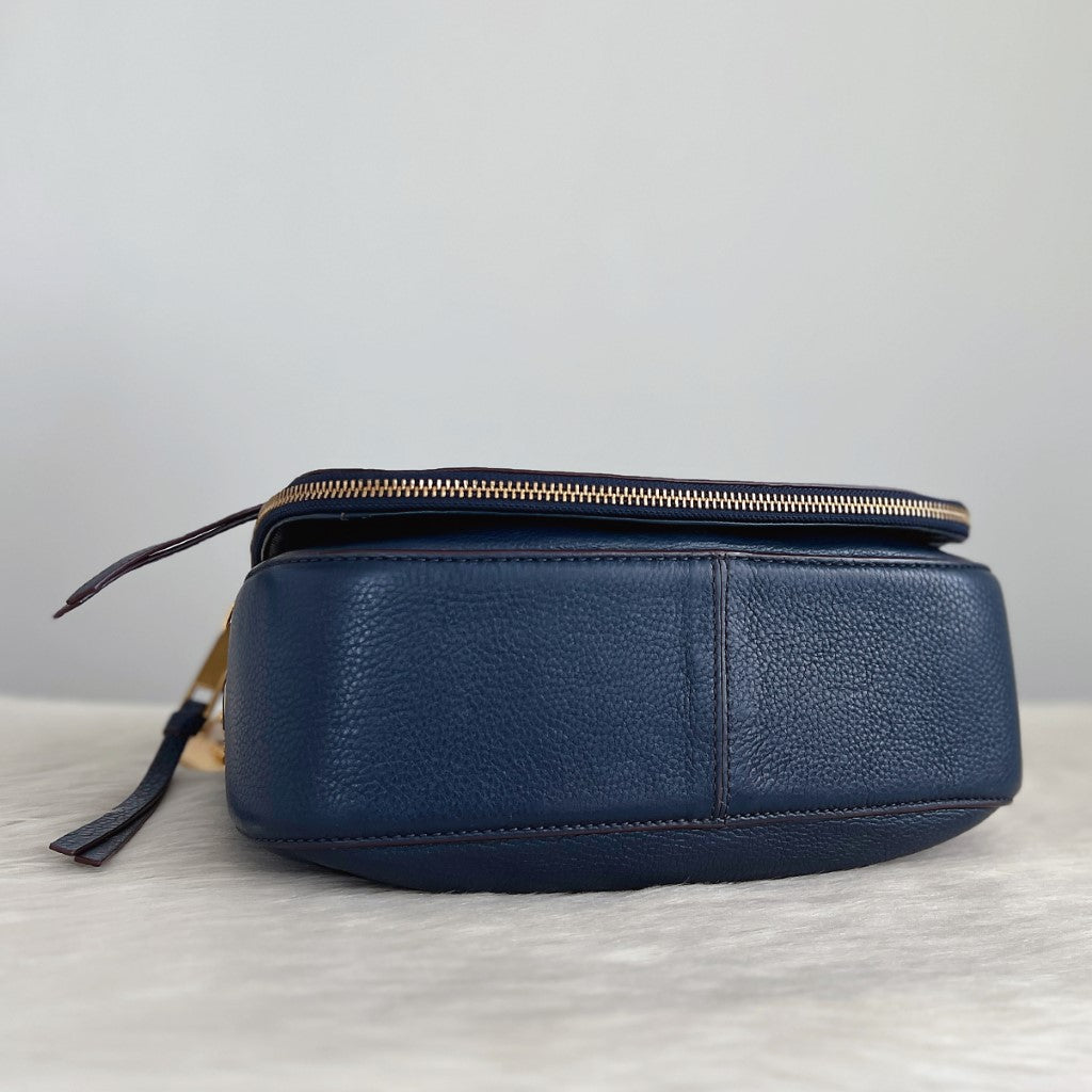 Marc Jacobs Navy Leather Charm Detail Crossbody Shoulder Bag