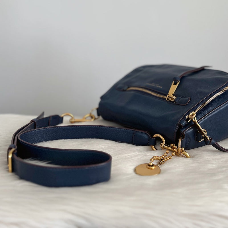 Marc Jacobs Navy Leather Charm Detail Crossbody Shoulder Bag