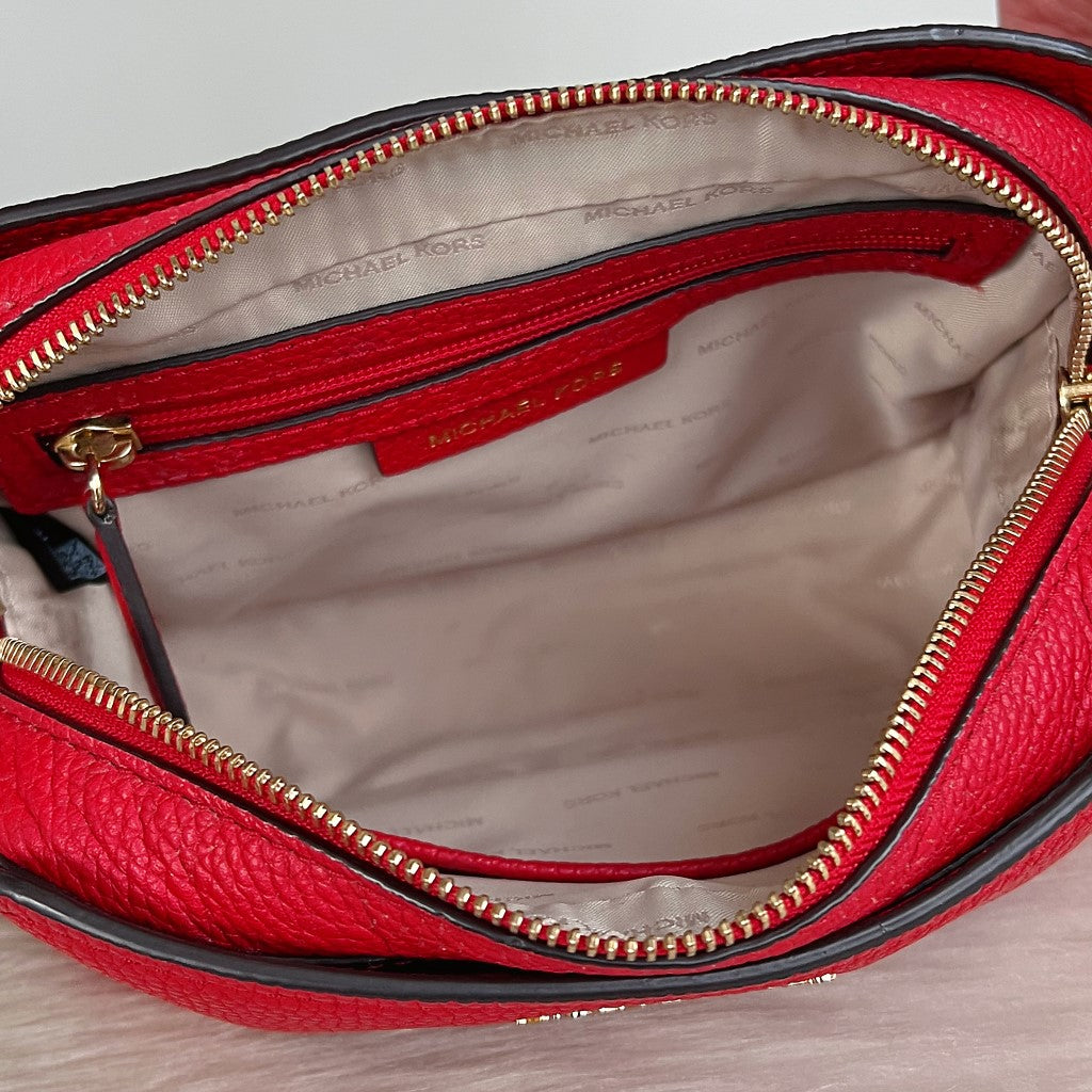 Michael Kors Red Leather Side Bow Crossbody Shoulder Bag Excellent