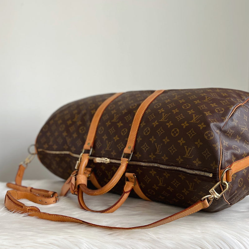Louis Vuitton Signature Monogram Bandouliere Keepall 60 Travel Bag Full Set