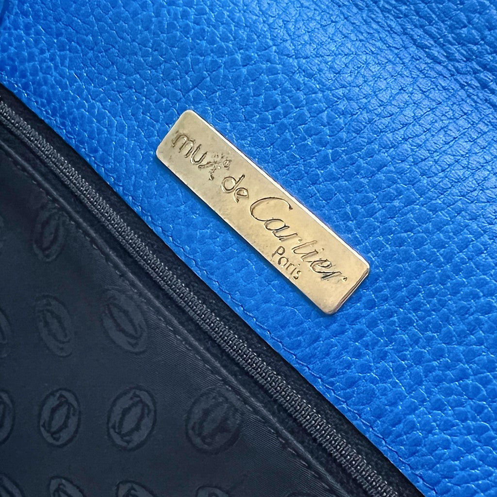 Cartier Blue Leather Signature Marcello Crossbody Shoulder Bag Excellent