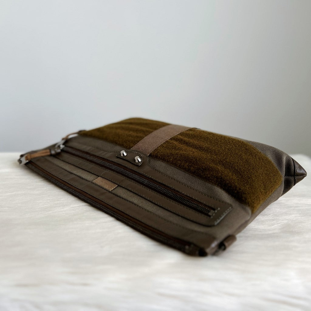 Balenciaga Olive Patchwork Motorcycle Oversized Clutch Bag