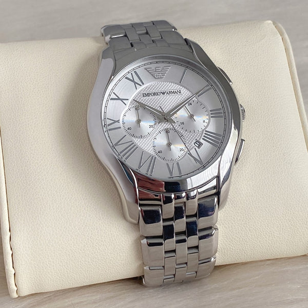 Emporio Armani Chronograph Silver Dial Stainless Steel Men's Wrist Watch
