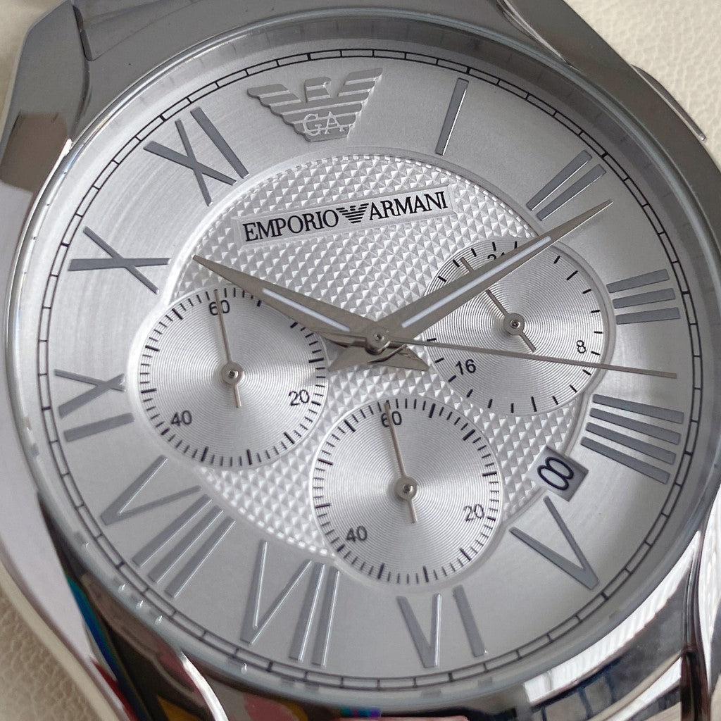 Emporio Armani Chronograph Silver Dial Stainless Steel Men's Wrist Watch