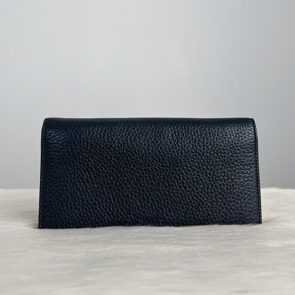 Bally Black Leather Zip Compartment Classic Unisex Long Wallet