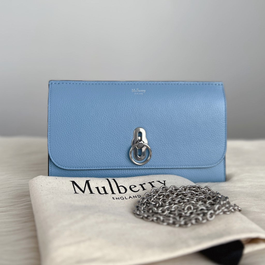 Mulberry Blue Leather Turn Lock Crossbody Shoulder Bag Like New