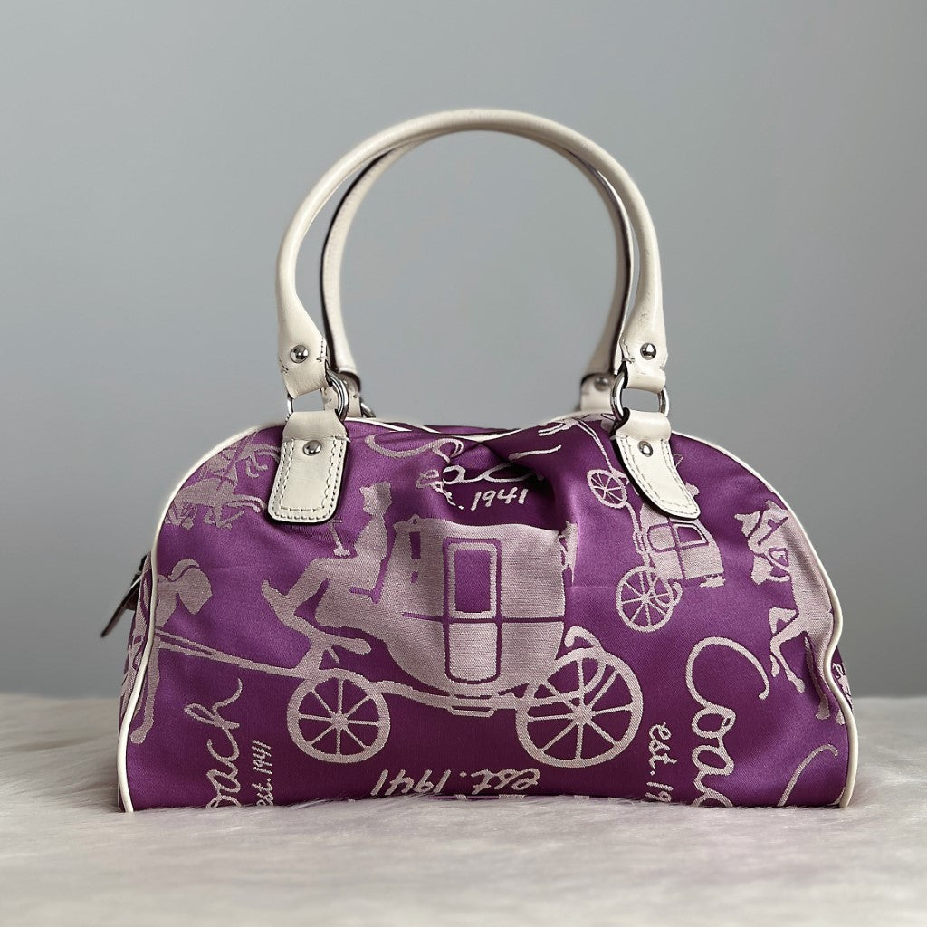 Coach Purple Satin Signature Pattern Shoulder Bag