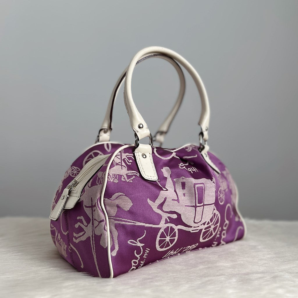 Coach Purple Satin Signature Pattern Shoulder Bag