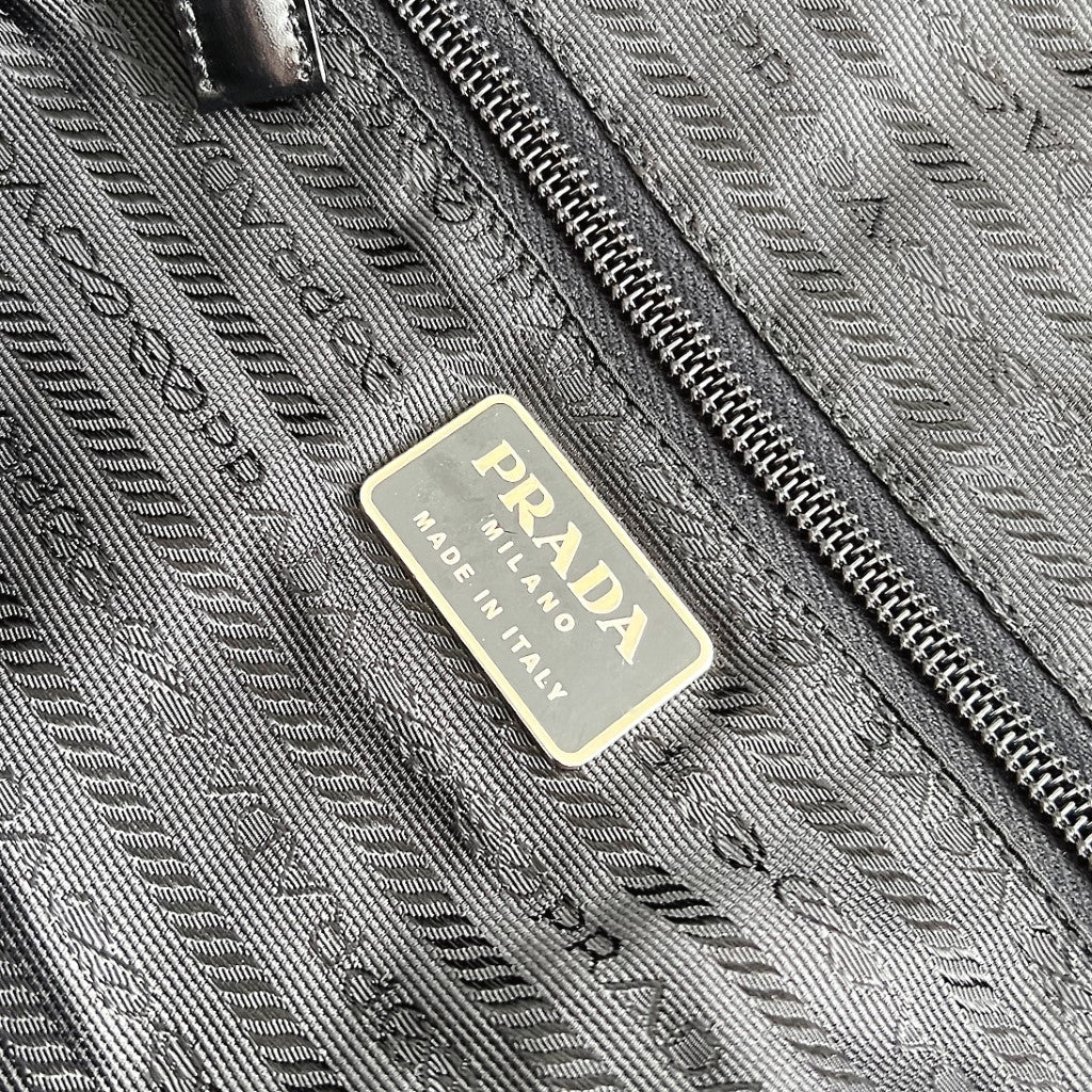 Prada Grey Canvas Front Detail Career Shoulder Bag