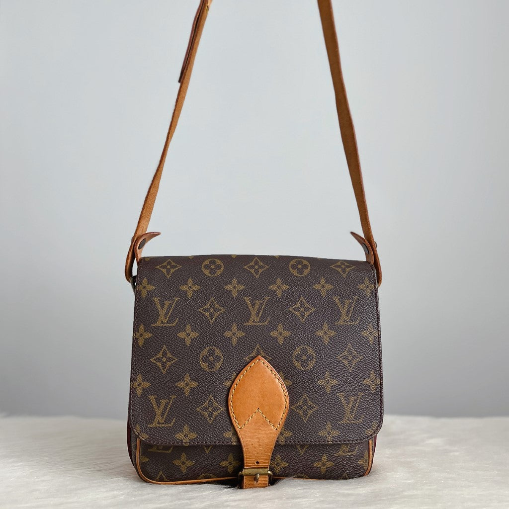 Louis Vuitton Signature Monogram Cartouchiere MM Crossbody Shoulder Bag