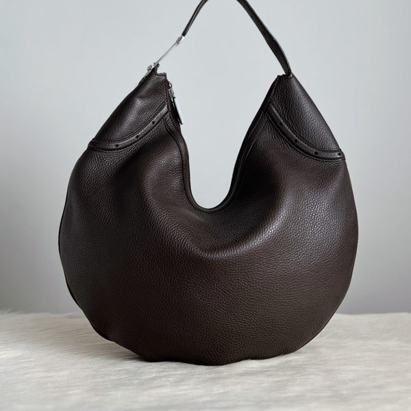 Gucci Chocolate Leather Half Moon Shoulder Bag Excellent