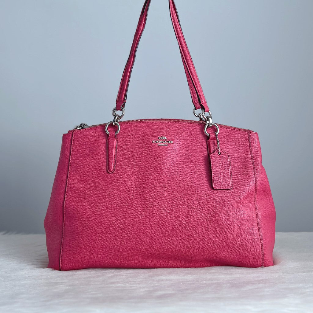 Coach Fuchsia Leather Triple Compartment 2 Way Shoulder Bag