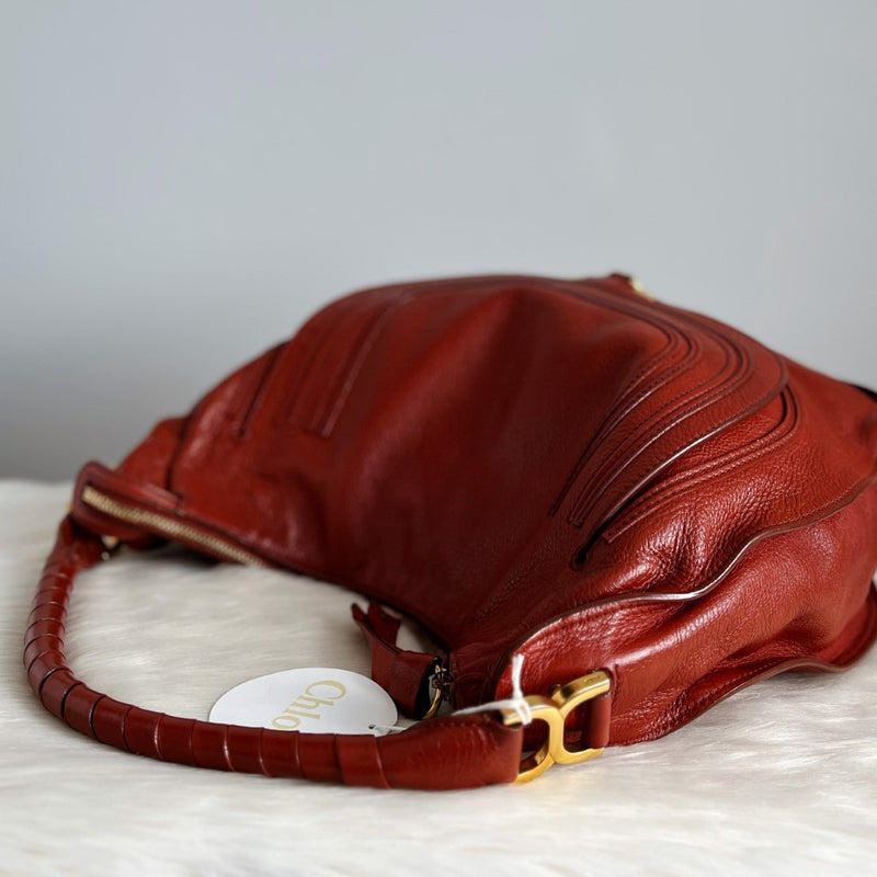 Chloe Cinnamon Leather Marcie Large Shoulder Bag Excellent