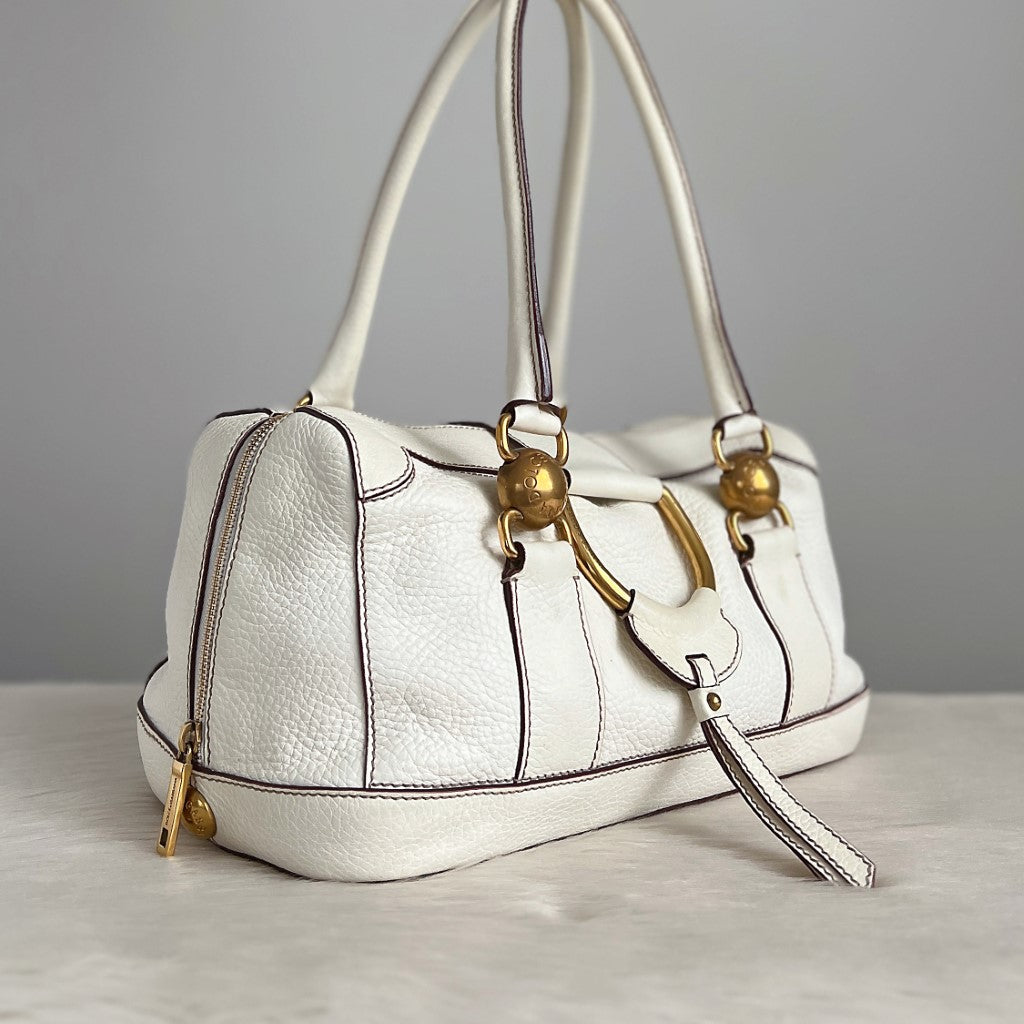 Dolce & Gabbana D&G White Front Detail Boston Shoulder Bag