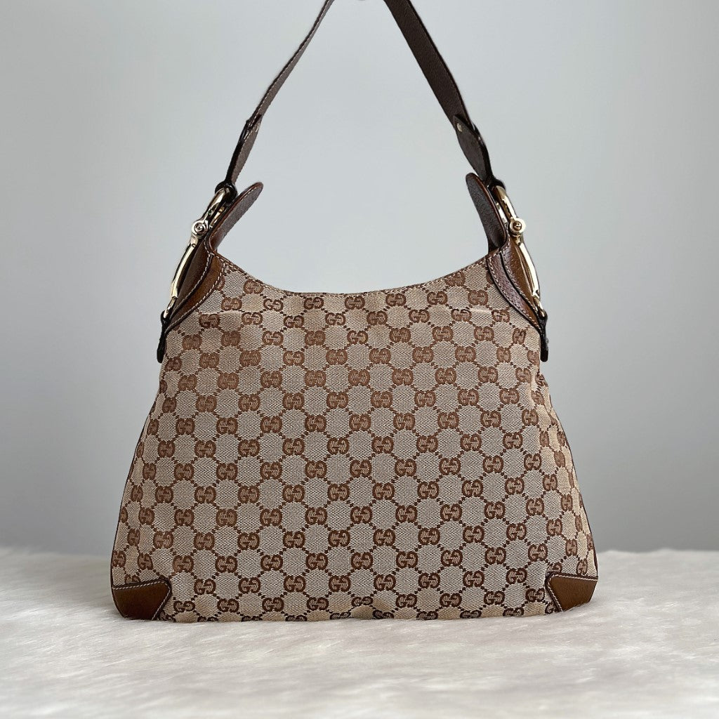 Gucci Signature Double G Monogram Horsebit Ring Shoulder Bag