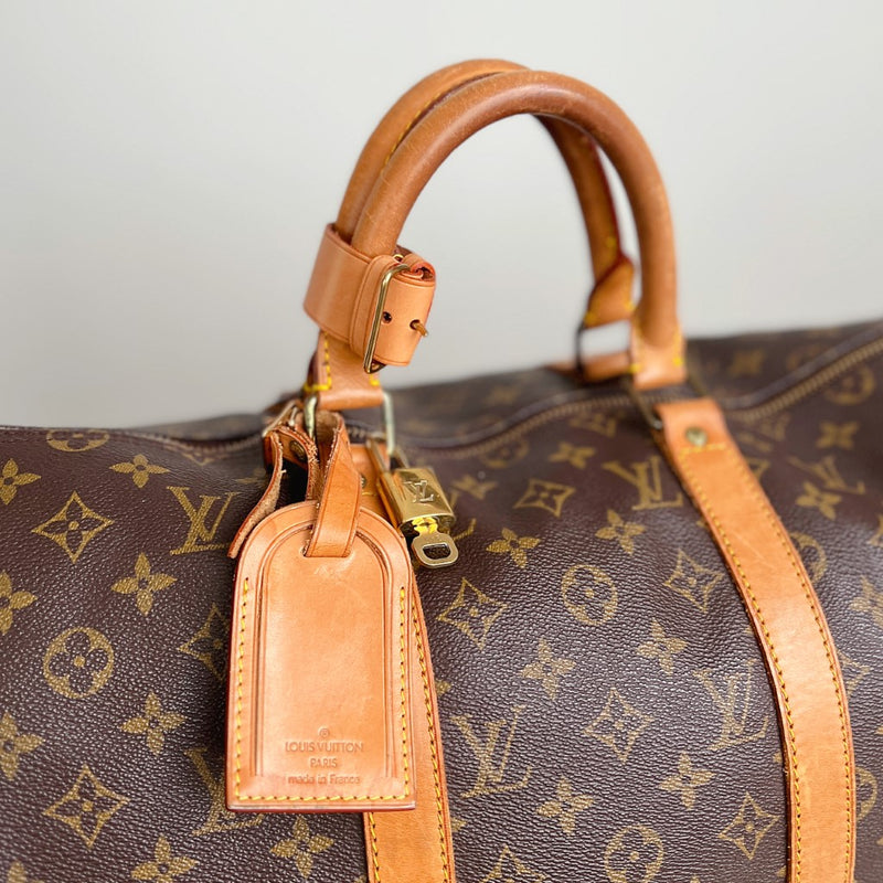 Louis Vuitton Signature Monogram Bandouliere Keepall 50 Travel Bag Full Set