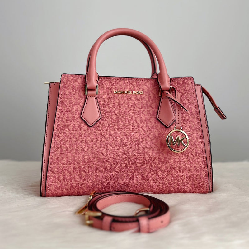 Michael Kors Pink MK Monogram 2 Way Shoulder Bag Like New