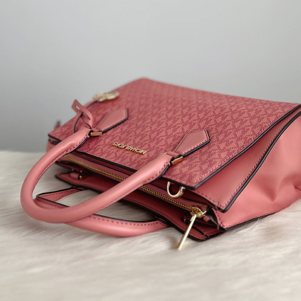 Michael Kors Pink MK Monogram 2 Way Shoulder Bag Like New