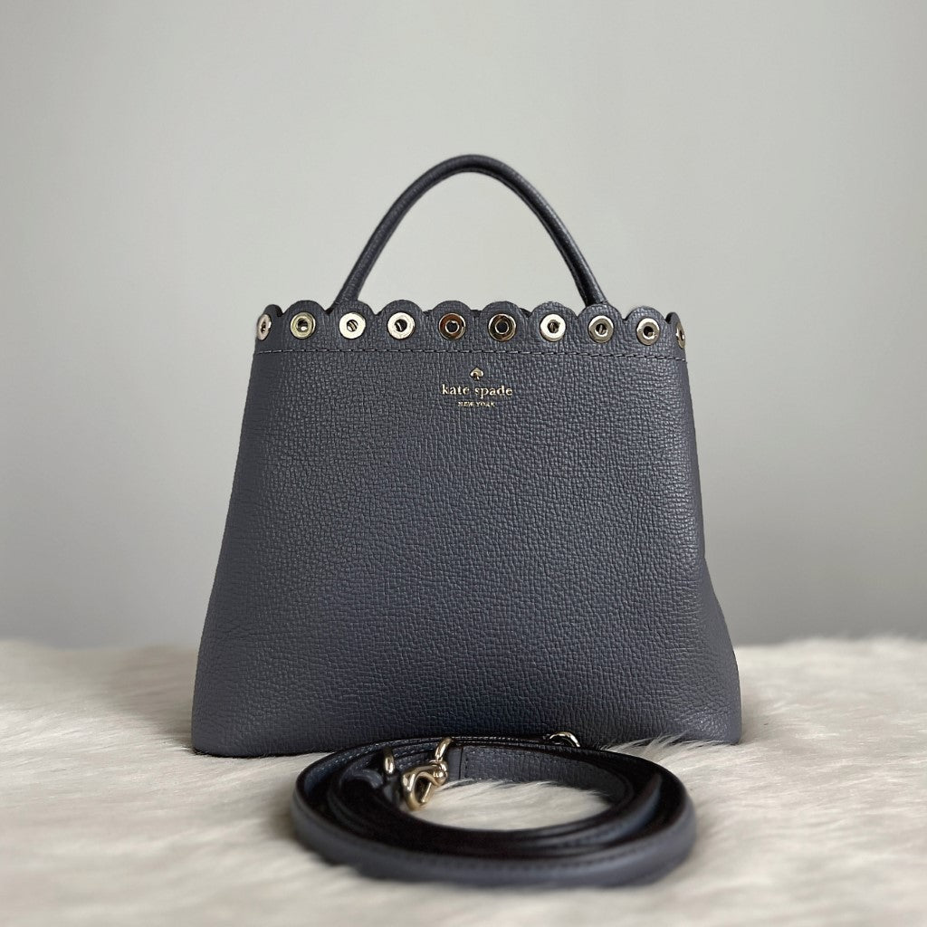 Kate Spade Grey Leather Studs Detail 2 Way Shoulder Bag Excellent