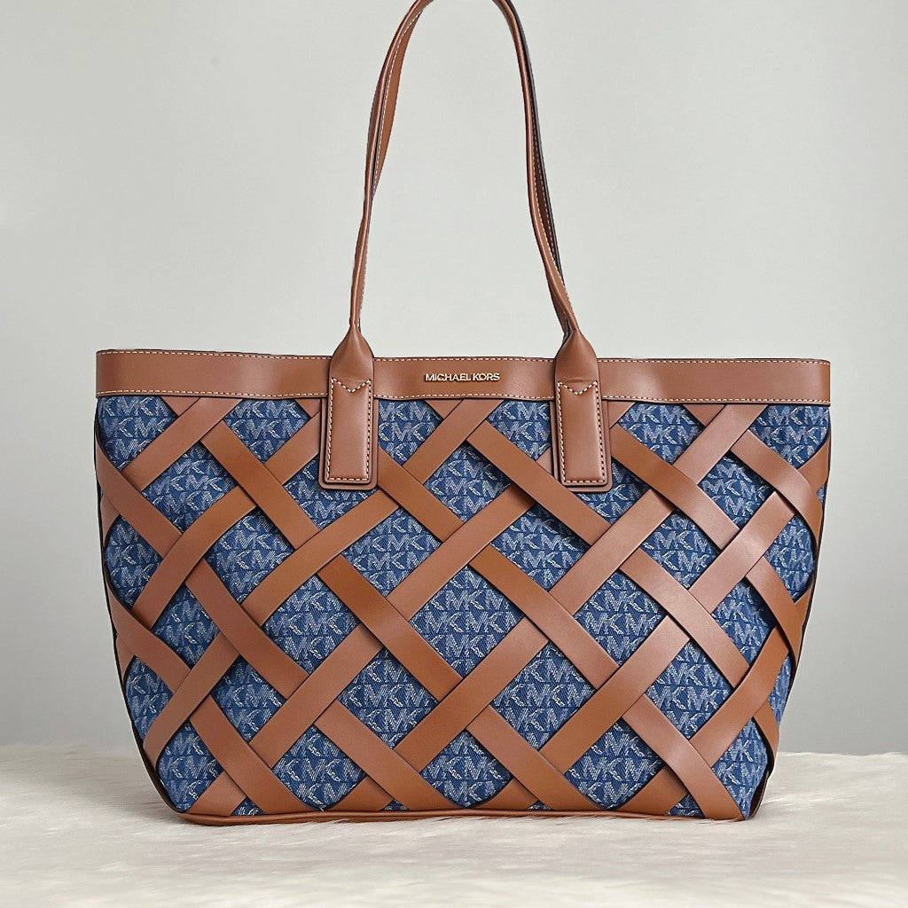 Michael Kors Brown Leather Woven Large Shoulder Bag Like New