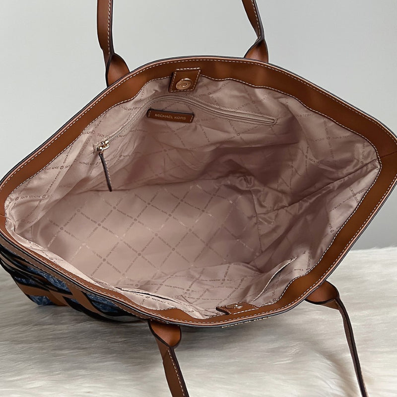 Michael Kors Brown Leather Woven Large Shoulder Bag Like New