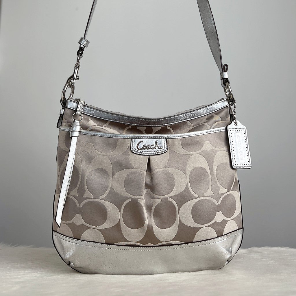 Coach Signature Monogram Front Pocket Crossbody Shoulder Bag