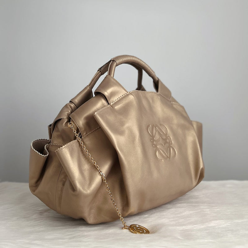 Loewe Light Gold Leather Signature Nappa Large Tote Bag Excellent
