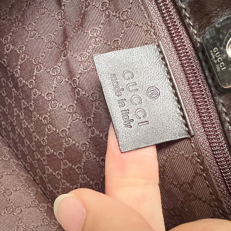 Gucci Leather Trim Front Logo Career Shoulder Bag