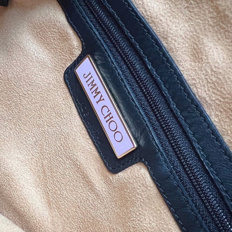 Jimmy Choo Signature Black Leather Solar Studded Hobo Shoulder Bag Exc Luxury Trade