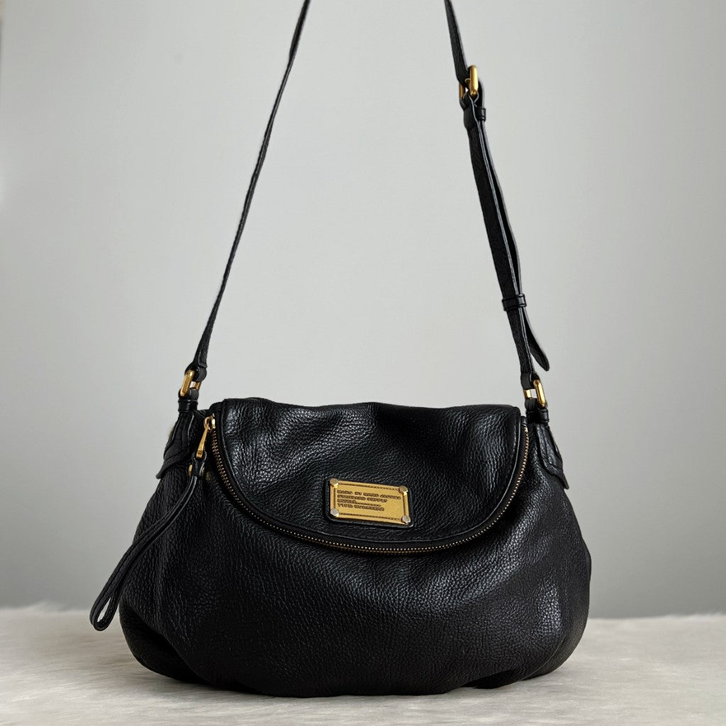 Marc Jacobs Black Leather Pebbled Crossbody Shoulder Bag