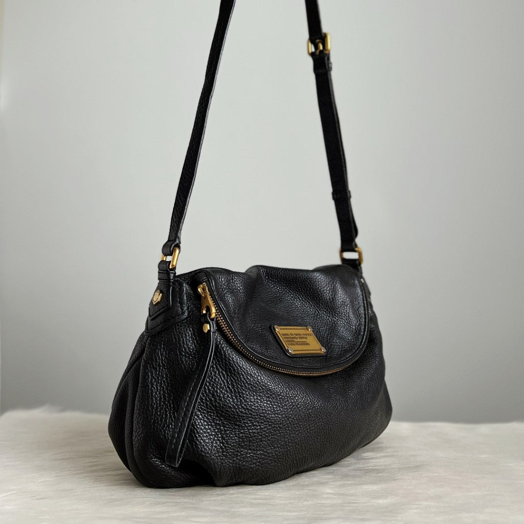 Marc Jacobs Black Leather Pebbled Crossbody Shoulder Bag