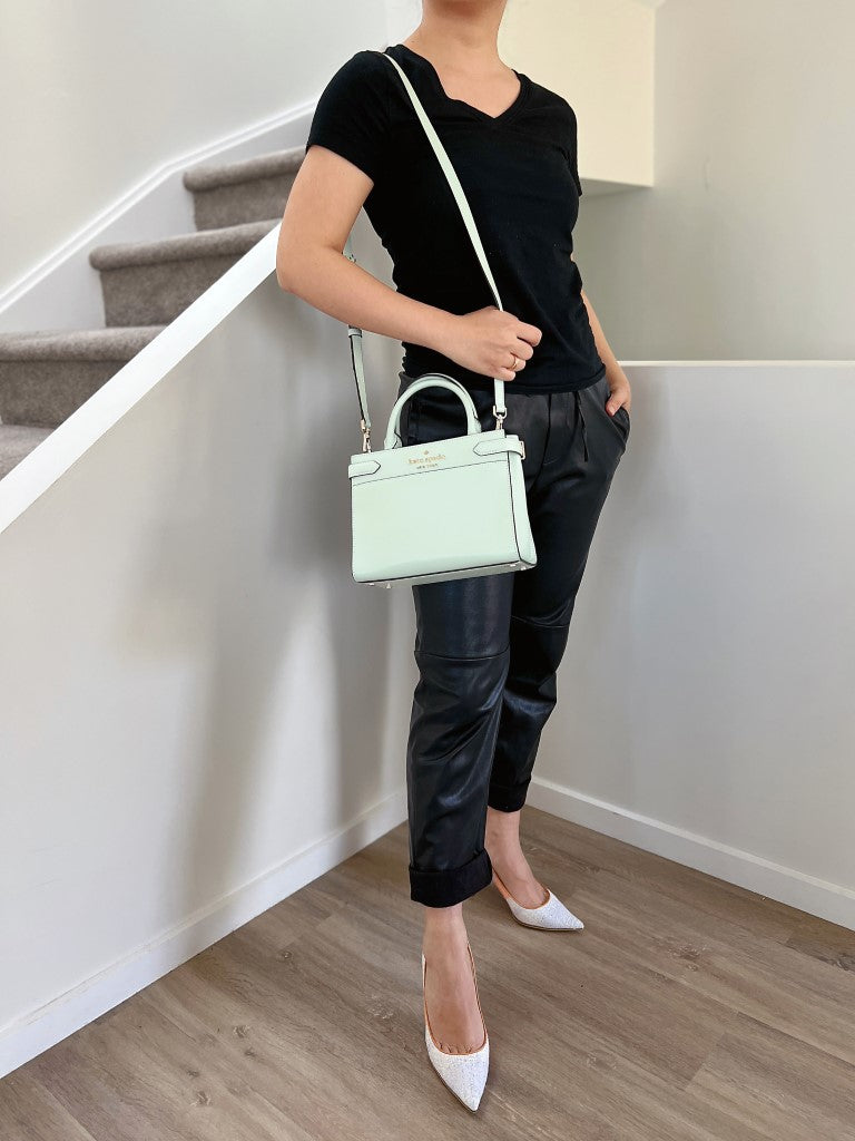 Kate Spade Mint Leather Front Logo 2 Way Shoulder Bag Like New