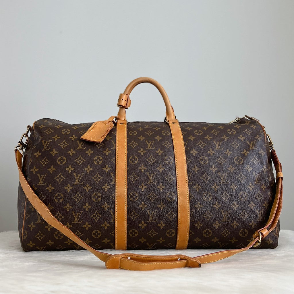 Louis Vuitton Signature Monogram Bandouliere Keepall 55 Travel Bag