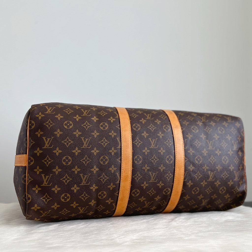 Louis Vuitton Signature Monogram Bandouliere Keepall 55 Travel Bag