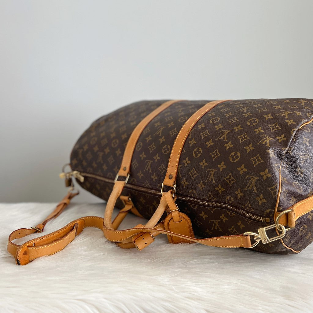 Louis Vuitton Signature Monogram Bandouliere Keepall 55 Travel Bag