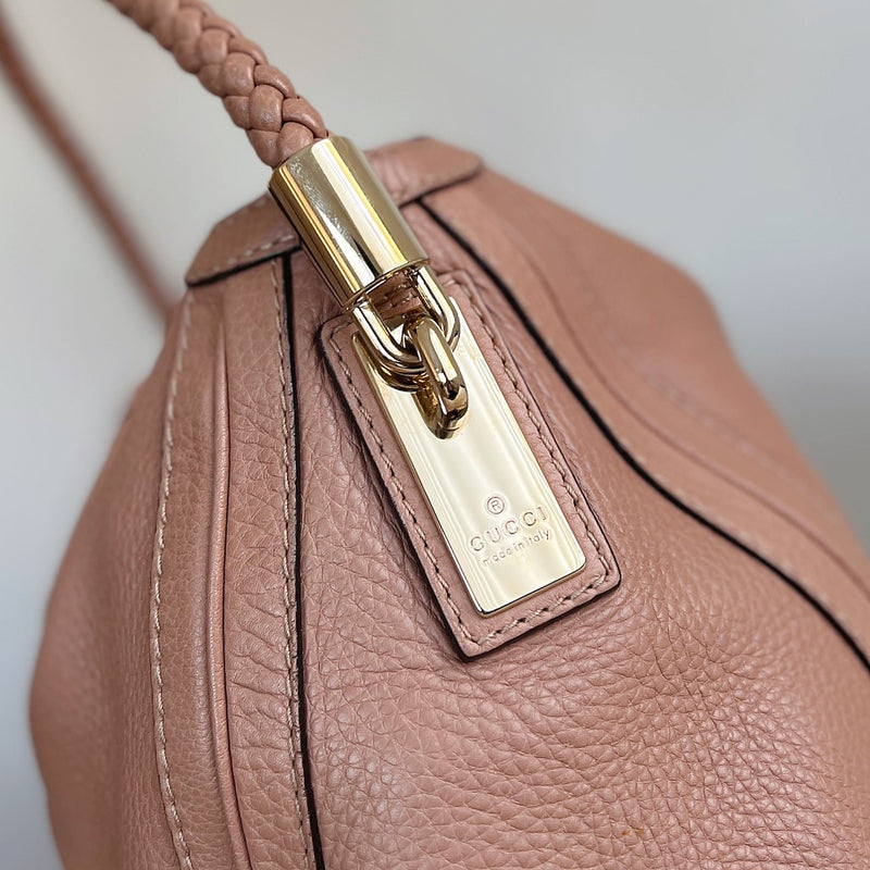 Gucci Nude Rose Leather Side Bow Detail Shoulder Bag Excellent