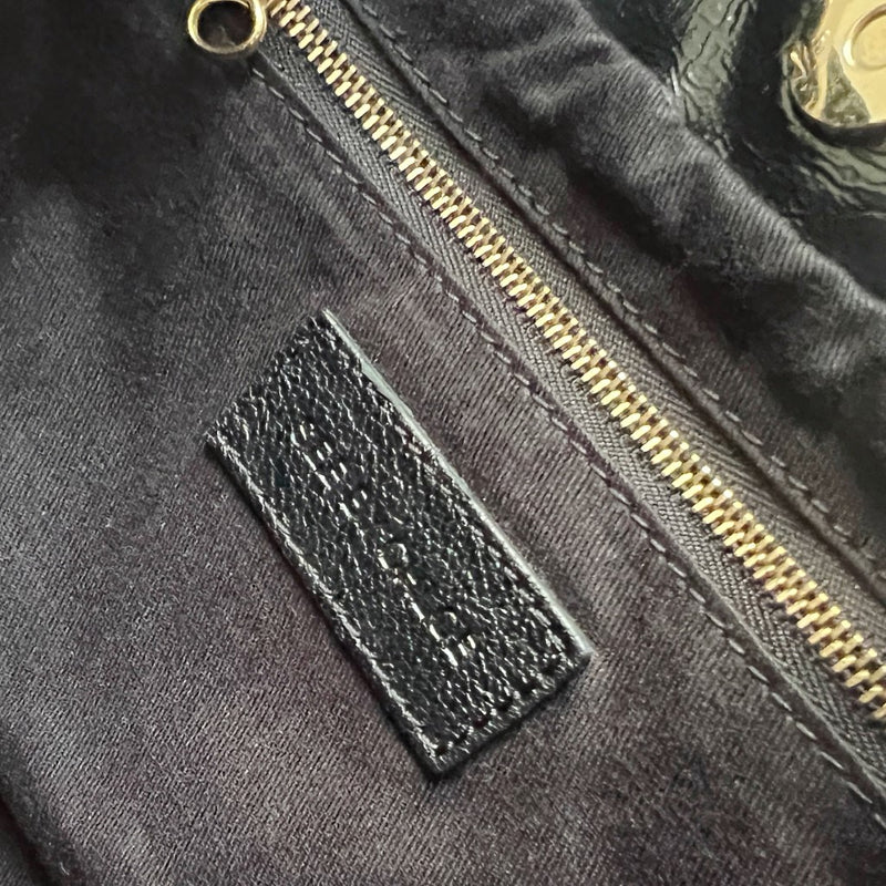 See by Chloe Patent Black Leather Front Logo 2 Way Shoulder Bag Excellent
