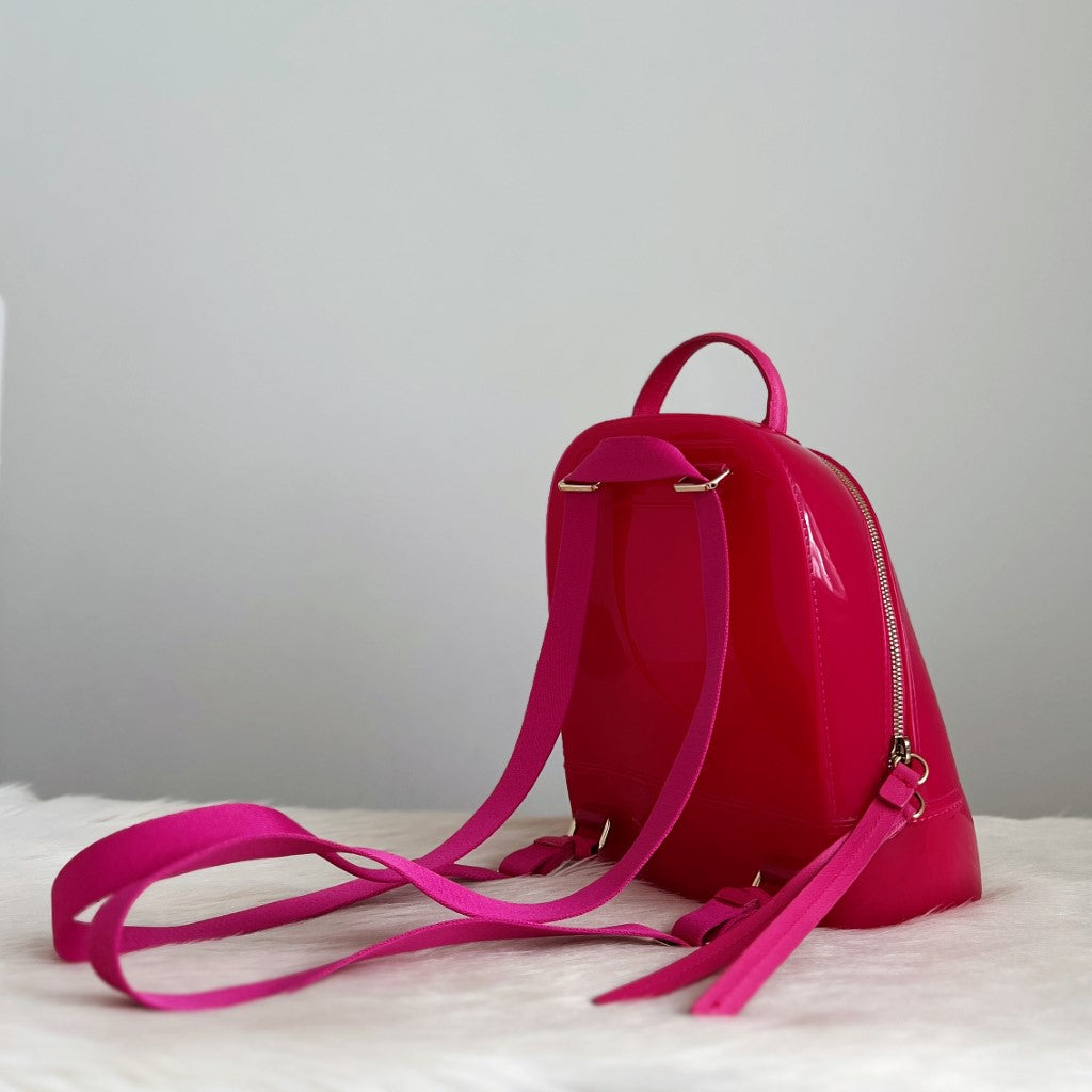 Furla Fuchsia Signature Jelley Front Logo Backpack Like New