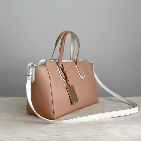 Emporio Armani Two Tone Leather Charm Detail 2 Way Shoulder Bag Excellent
