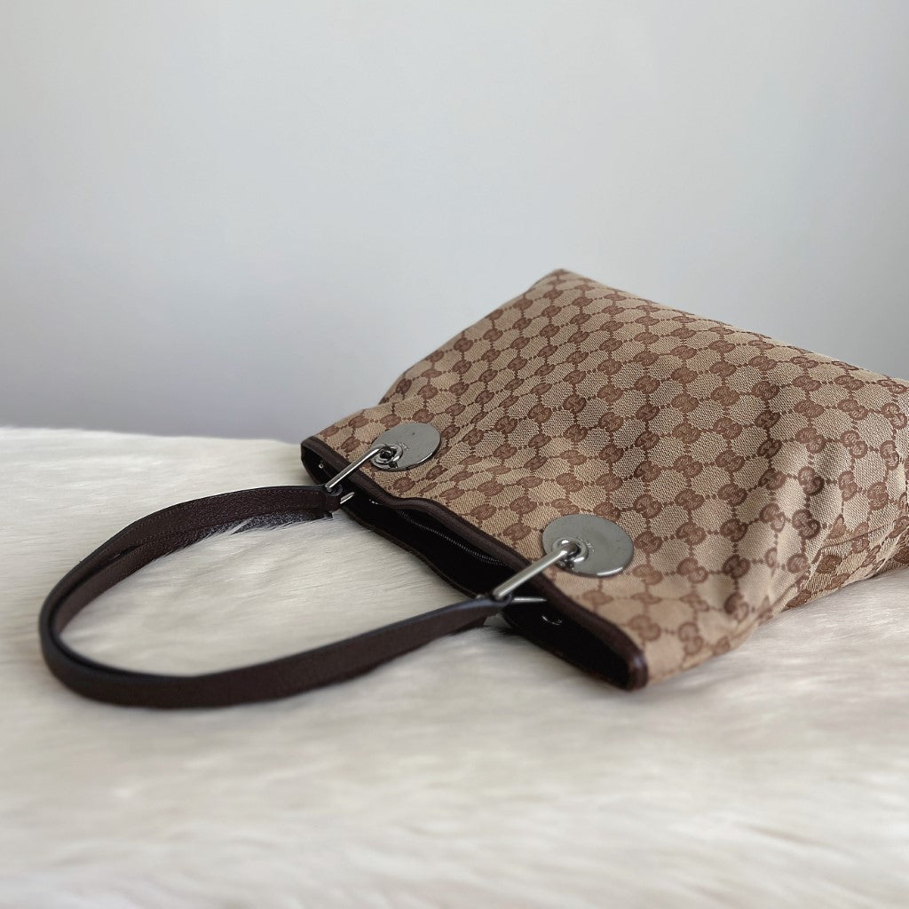 Gucci Double G Monogram Triple Compartment Shoulder Bag