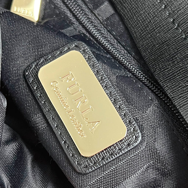 Furla Black Leather Signature Piper 2 Way Shoulder Bag Excellent