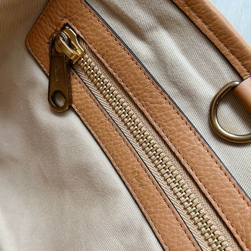 Chloe Caramel Leather Zip Detail Shoulder Bag