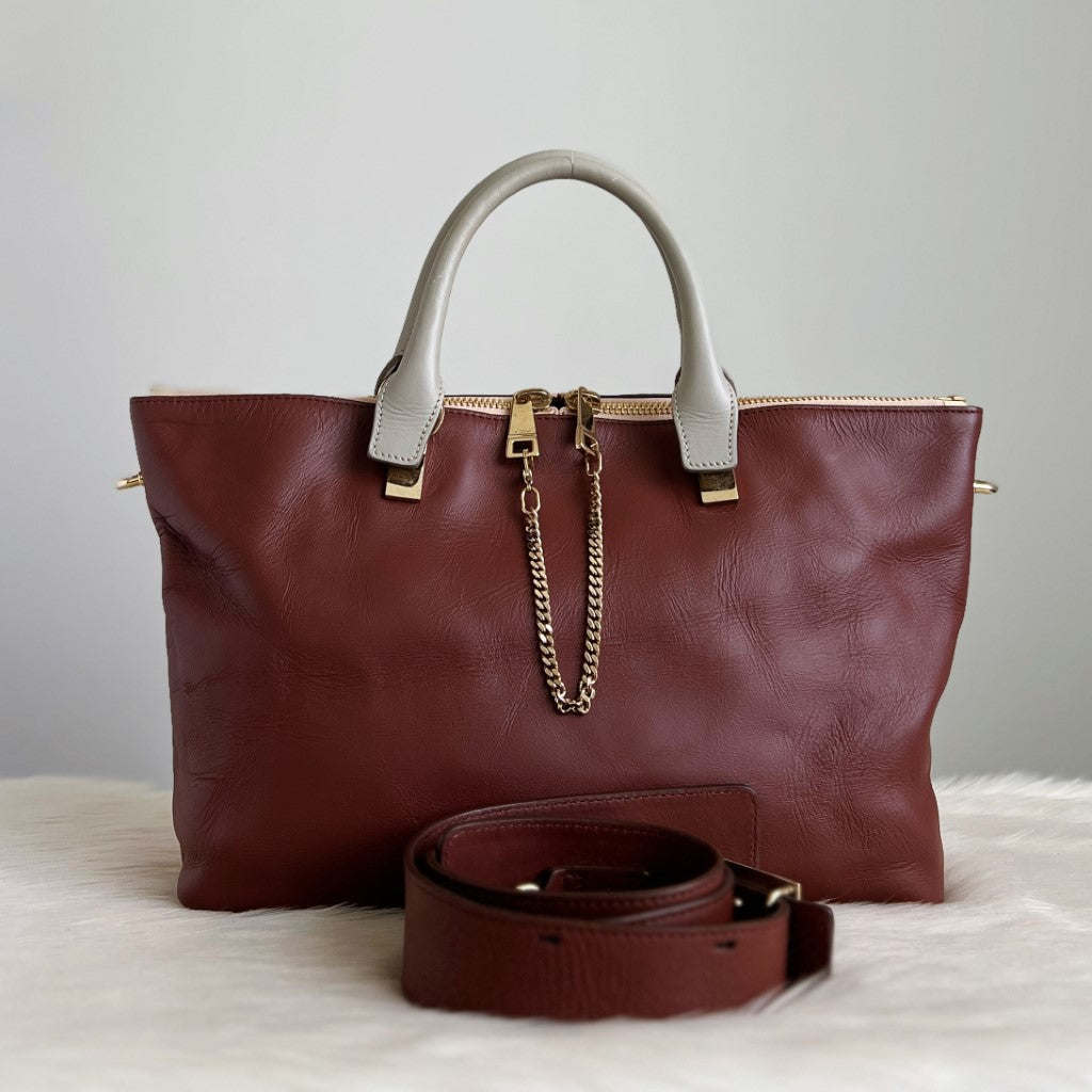 Chloe Two Tone Leather Zip Detail 2 Way Shoulder Bag