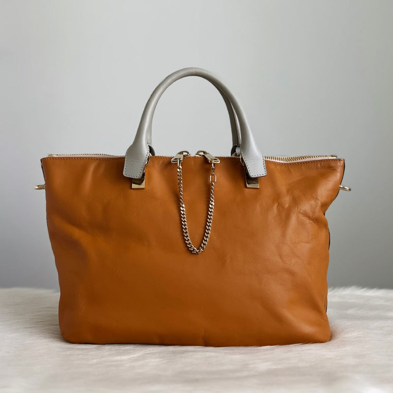 Chloe Two Tone Leather Zip Detail 2 Way Shoulder Bag