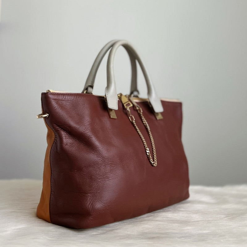 Chloe Two Tone Leather Zip Detail 2 Way Shoulder Bag – Luxury Trade