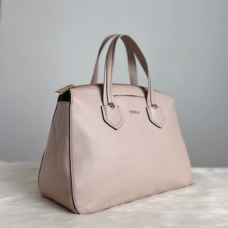 Furla Blush Pink Leather Front Logo 2 Way Shoulder Bag Excellent