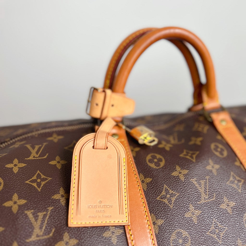 Louis Vuitton Signature Monogram Bandouliere Keepall 60 Travel Bag Full Set