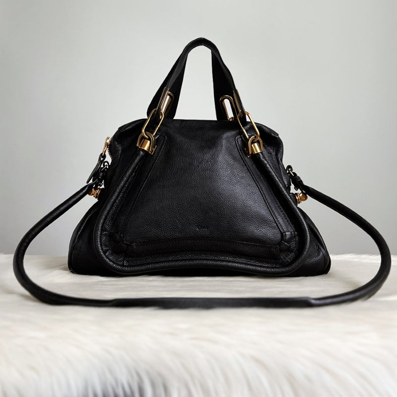 Chloe Black Leather Paraty Large 2 Way Shoulder Bag Excellent