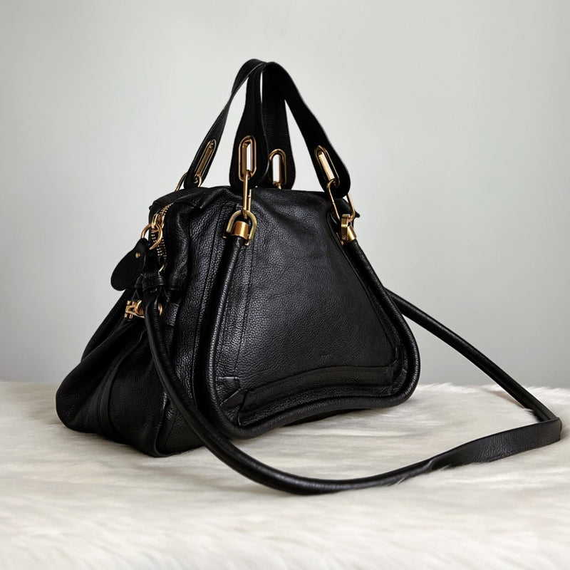 Chloe Black Leather Paraty Large 2 Way Shoulder Bag Excellent